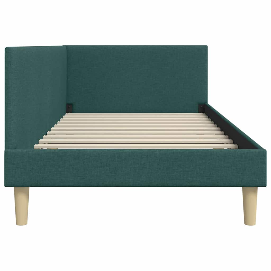Sarokágy keret Sötétzöld 90 cm x 200 cm Szövet és Plywood