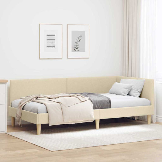 Sarokágy keret Krém 90 cm x 200 cm Szövet és Plywood