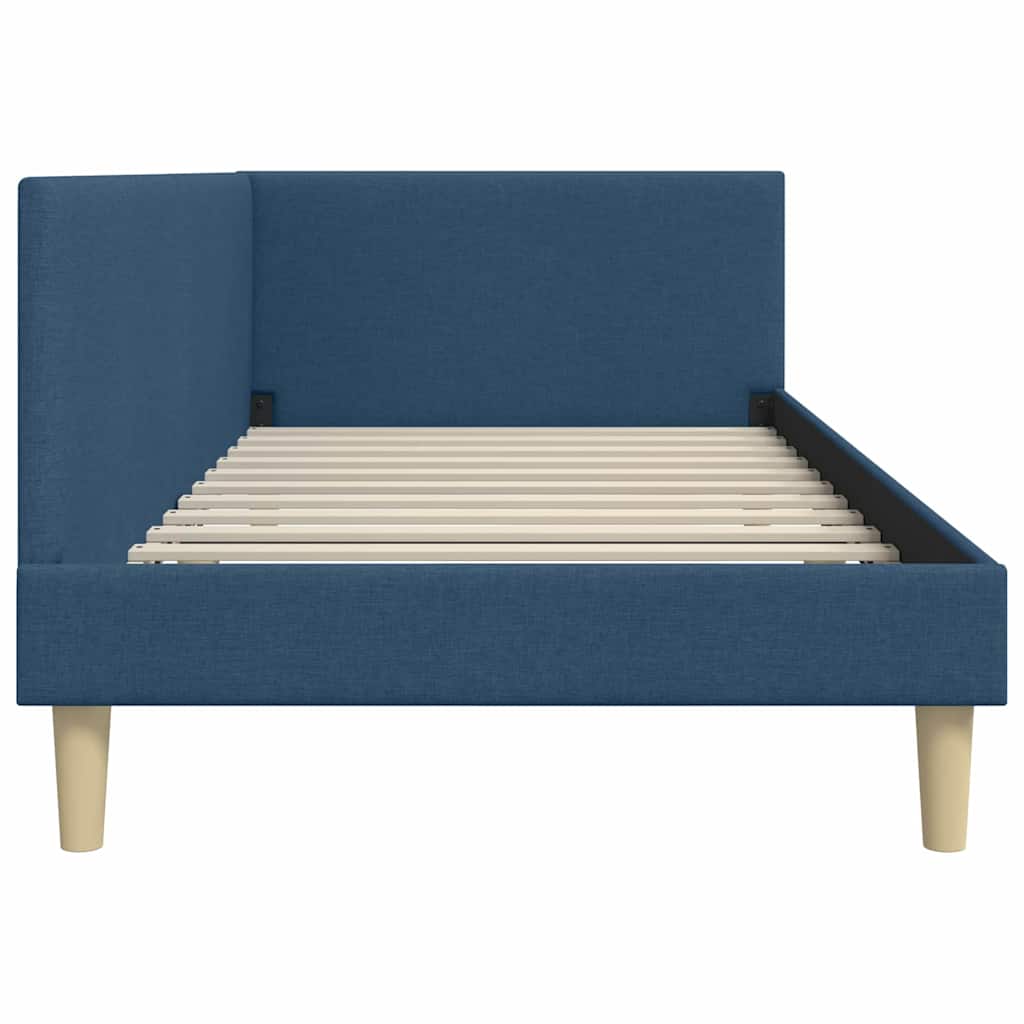 Sarokágy keret fejtámlával Kék 90 cm x 200 cm Szövet és Plywood