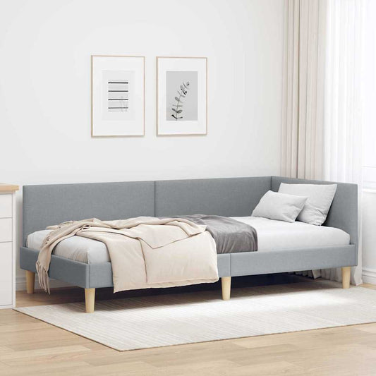 Sarokágy keret Világosszürke 100 cm x 200 cm Szövet és Plywood