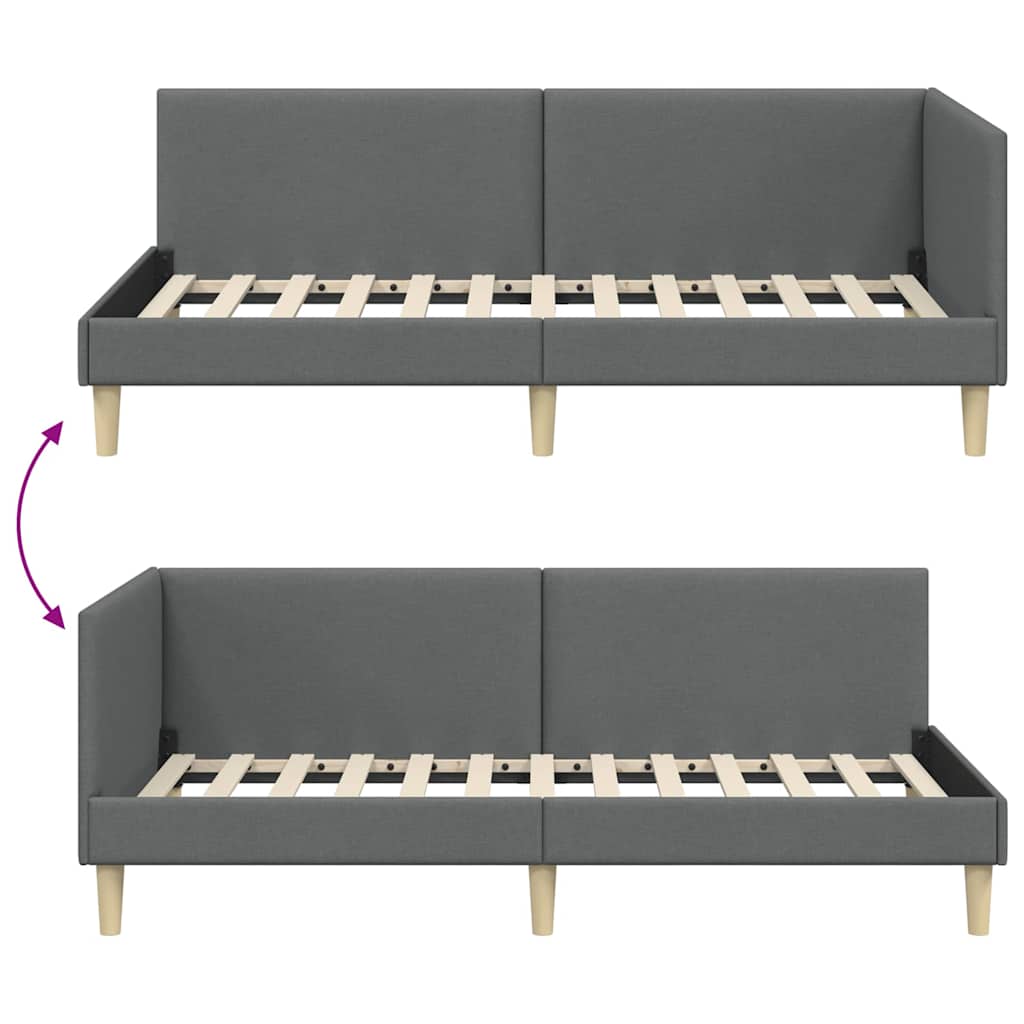 Sarokágy keret Sötétszürke 100 cm x 200 cm Szövet és Plywood