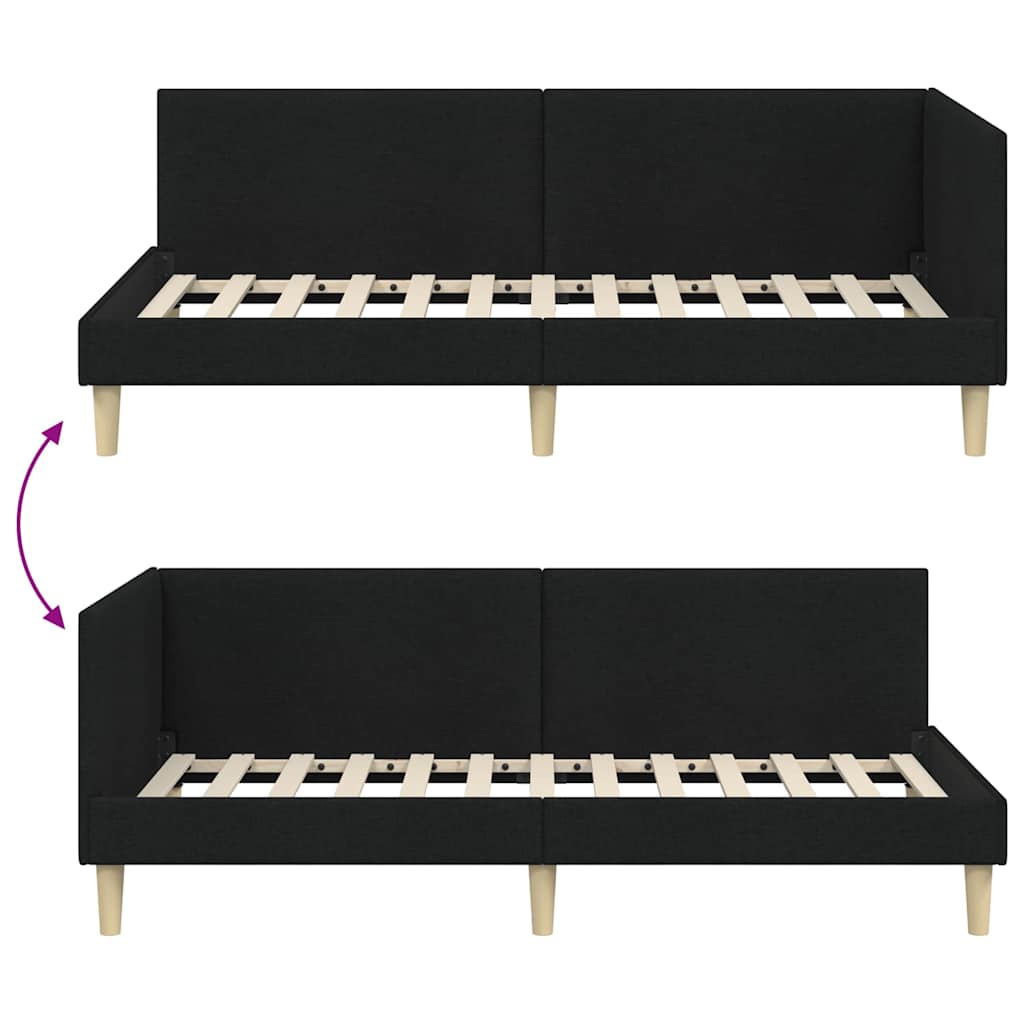 Sarokágy keret Fekete 100 cm x 200 cm Szövet és Plywood