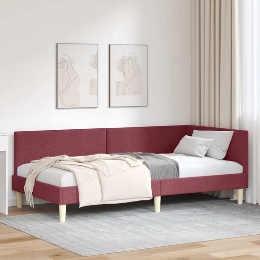 Sarokágy keret Bordó 100 cm x 200 cm Szövet és Plywood