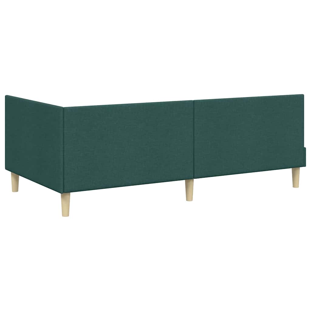 Sarokágy keret Sötétzöld 100 cm x 200 cm Szövet és Plywood