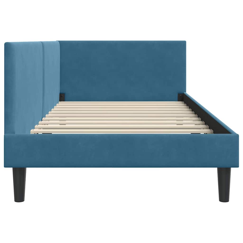 Sarokágy keret fejtámlával Kék 80 cm x 200 cm Bársony