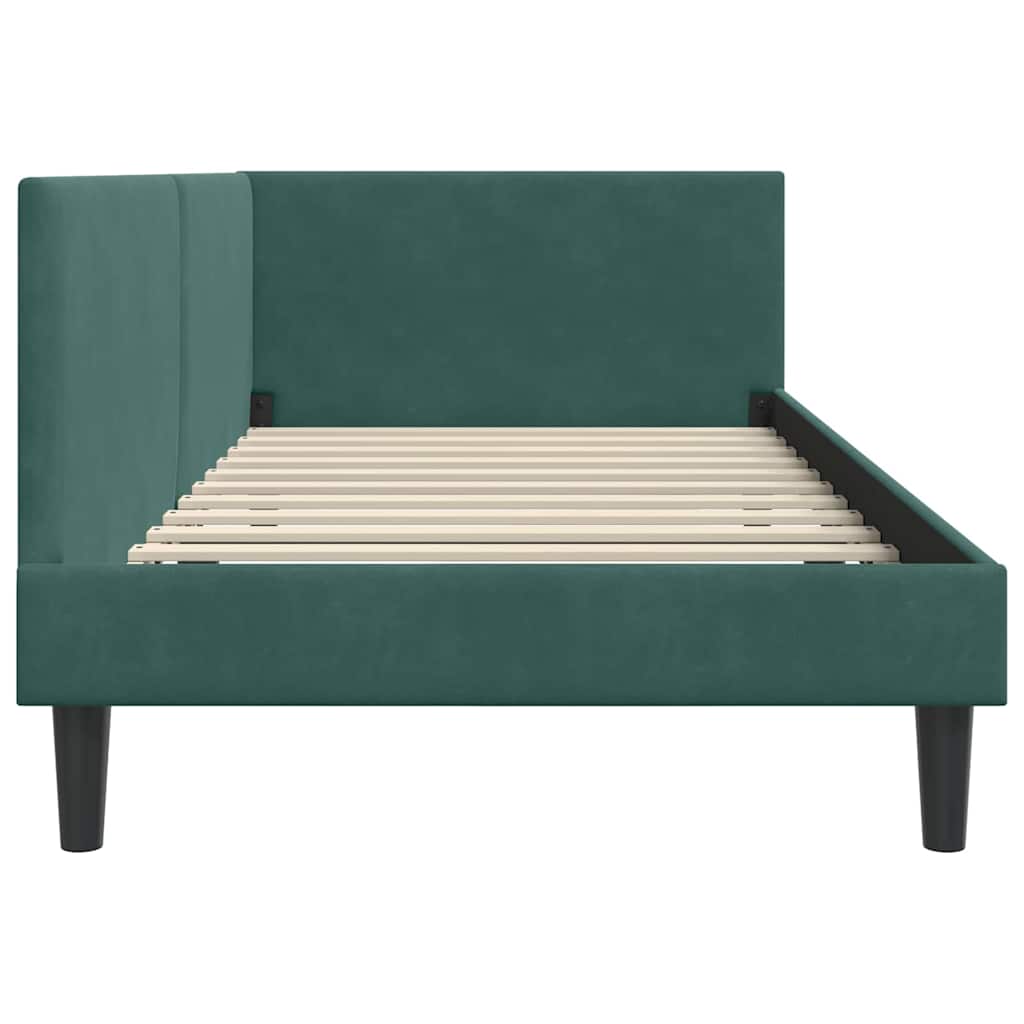 Sarokágy keret fejtámlával Sötétzöld 80 cm x 200 cm Bársony