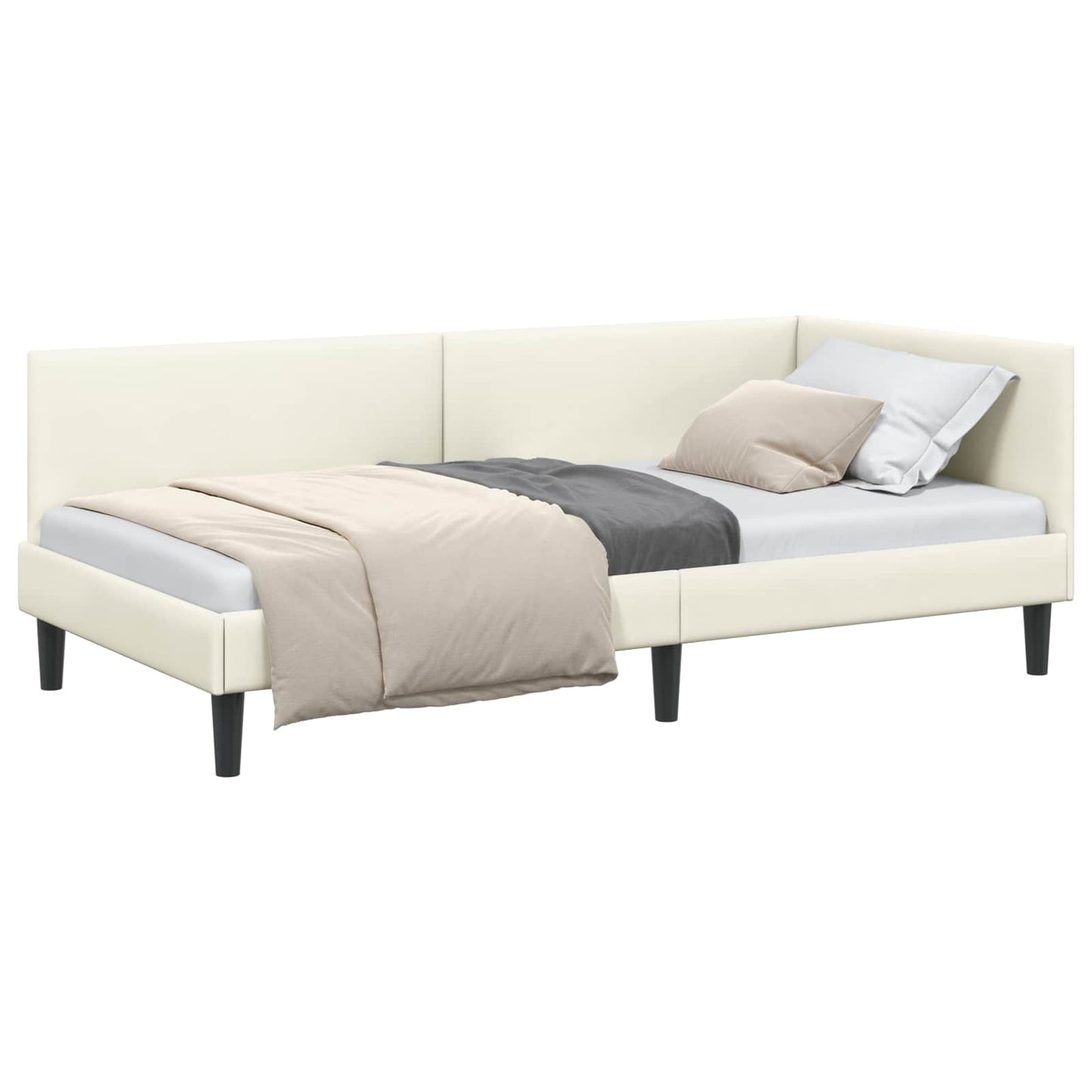 Sarokágy keret fejtámlával Krém 80 cm x 200 cm Bársony
