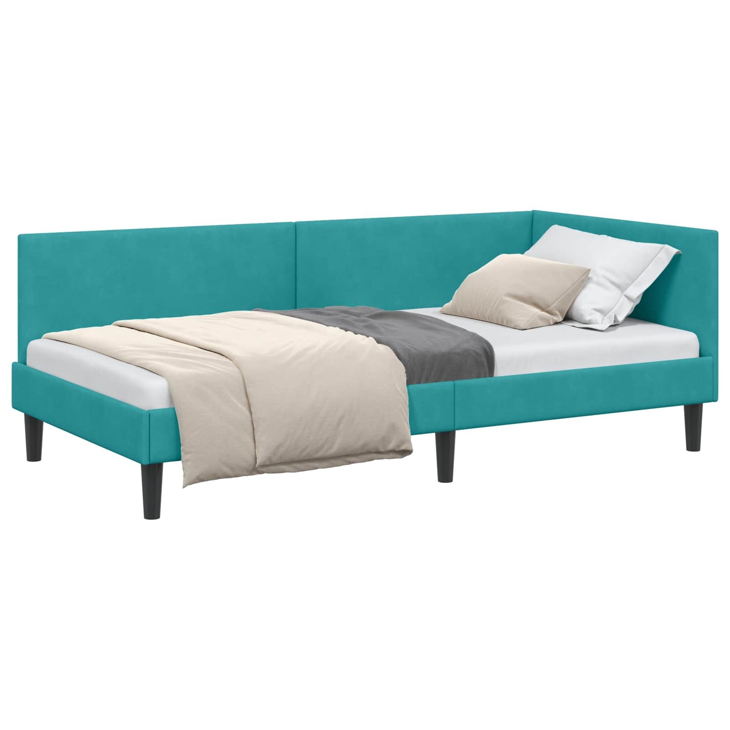 Sarokágy keret fejtámlával Türkiz 80 cm x 200 cm Bársony