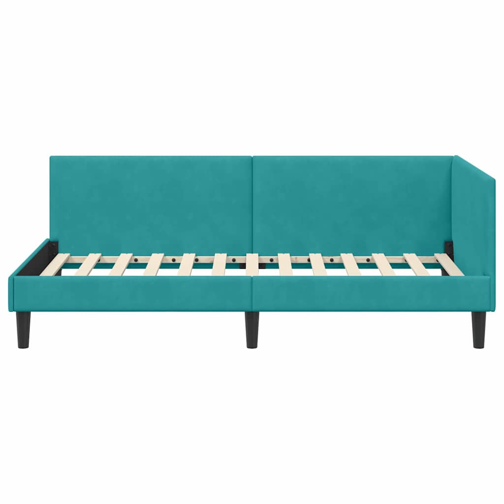 Sarokágy keret fejtámlával Türkiz 80 cm x 200 cm Bársony