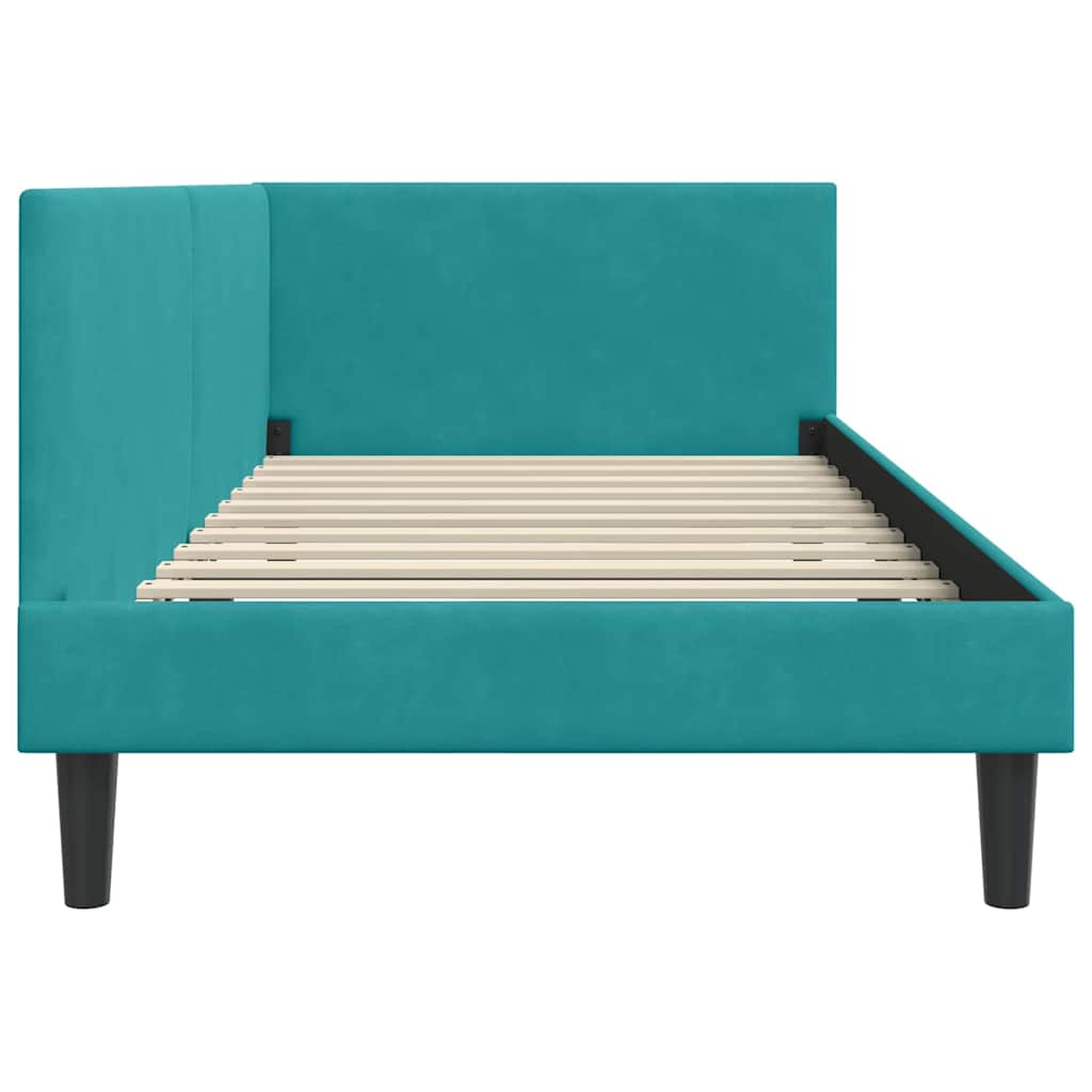 Sarokágy keret fejtámlával Türkiz 80 cm x 200 cm Bársony