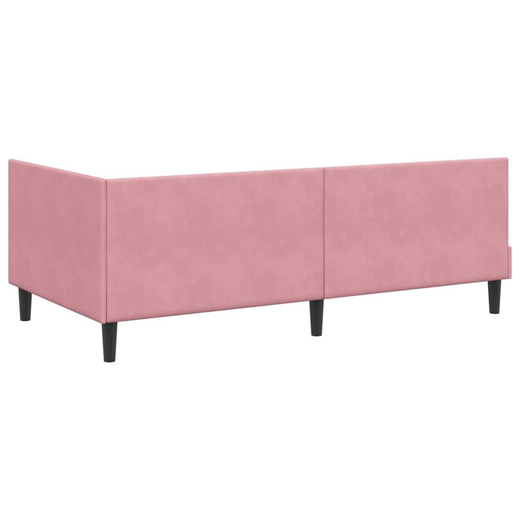 Sarokágy keret fejtámlával Rózsaszín 90 cm x 190 cm Bársony