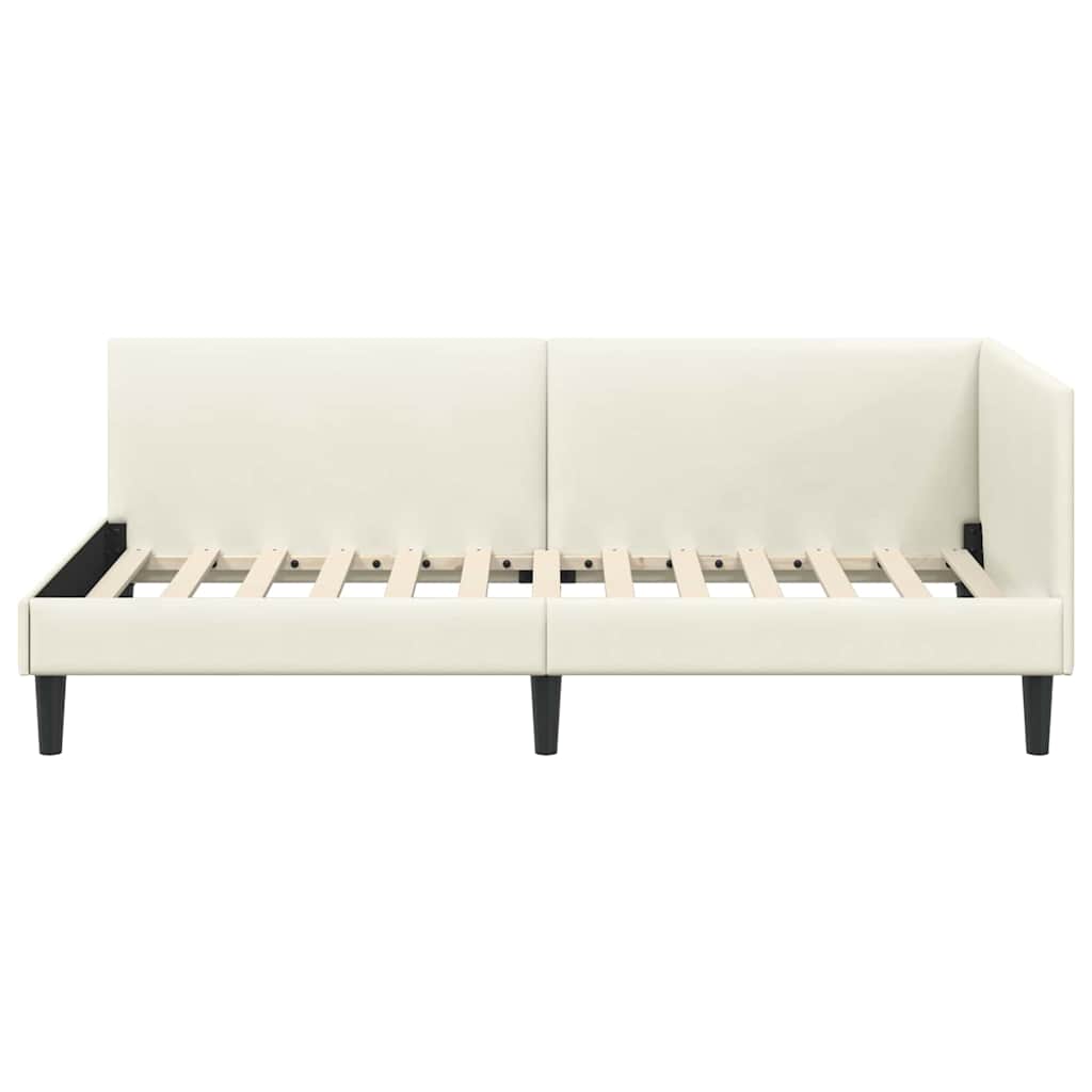 Sarokágy keret fejtámlával Krém 90 cm x 190 cm Bársony
