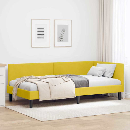 Sarokágy keret fejtámlával Sárga 90 cm x 200 cm Bársony