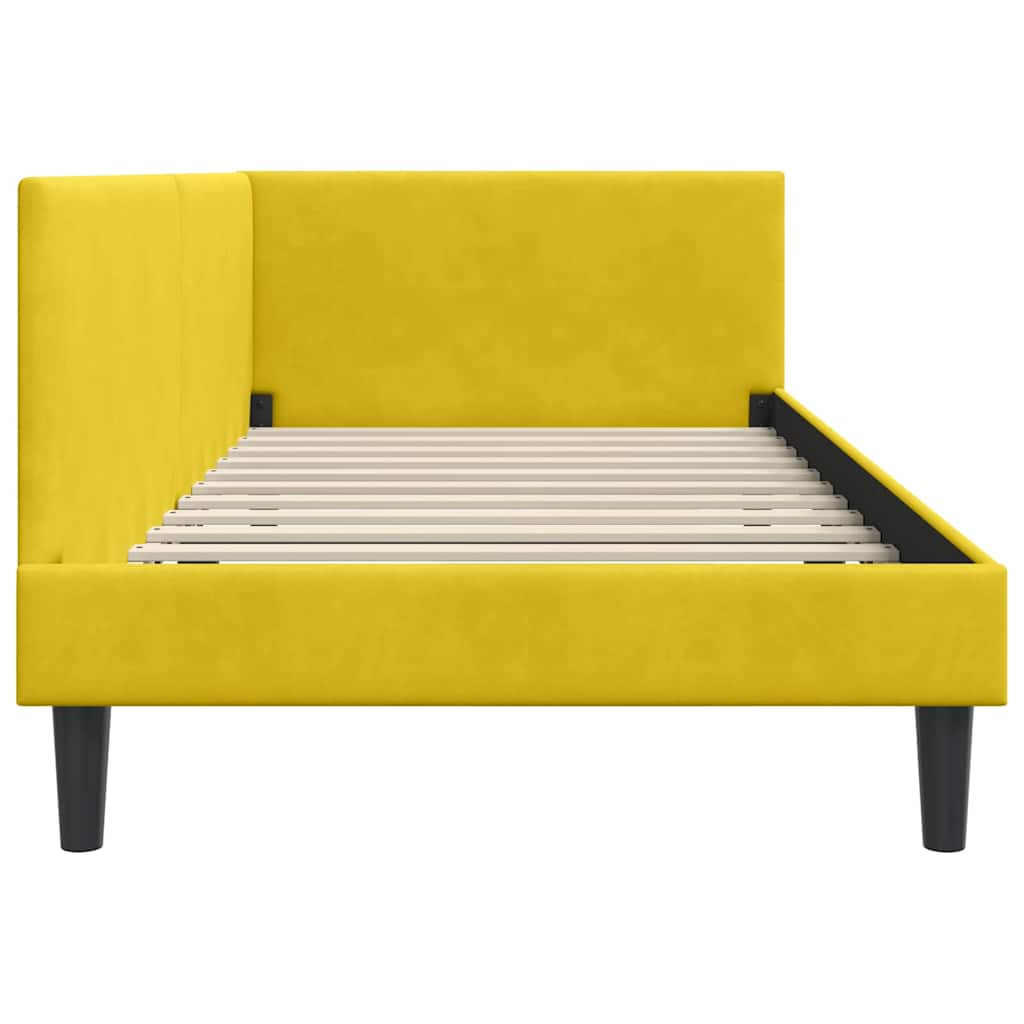 Sarokágy keret fejtámlával Sárga 90 cm x 200 cm Bársony
