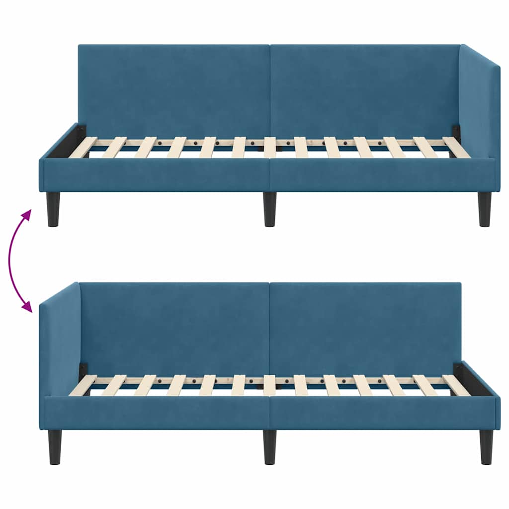 Sarokágy keret fejtámlával Kék 100 cm x 200 cm Bársony