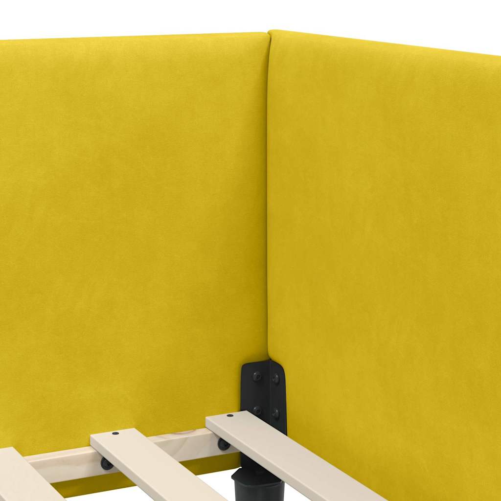 Sarokágy keret fejtámlával Sárga 100 cm x 200 cm Bársony