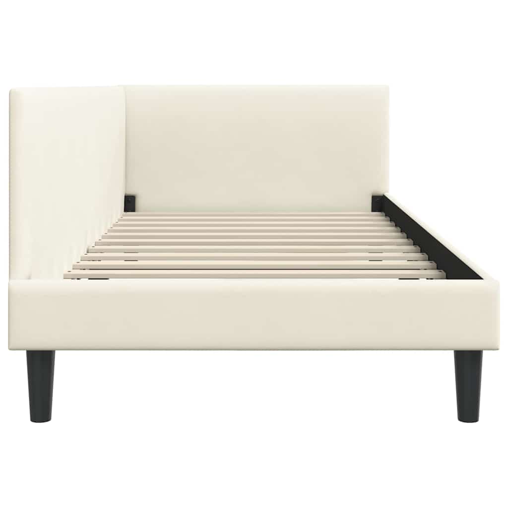 Sarokágy keret fejtámlával Krém 100 cm x 200 cm Bársony