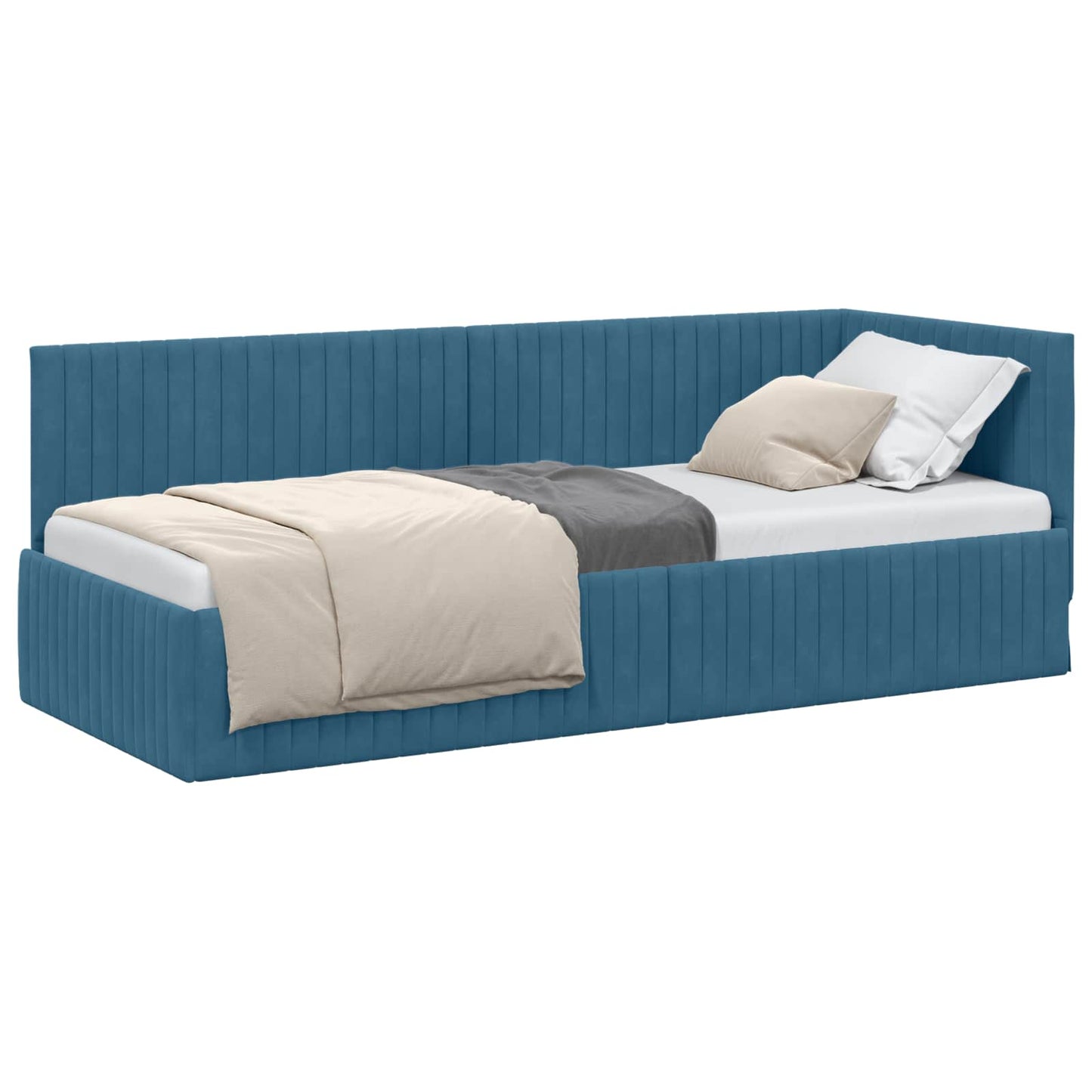 Sarokágy keret fejtámlával Kék 80 cm x 200 cm Bársony