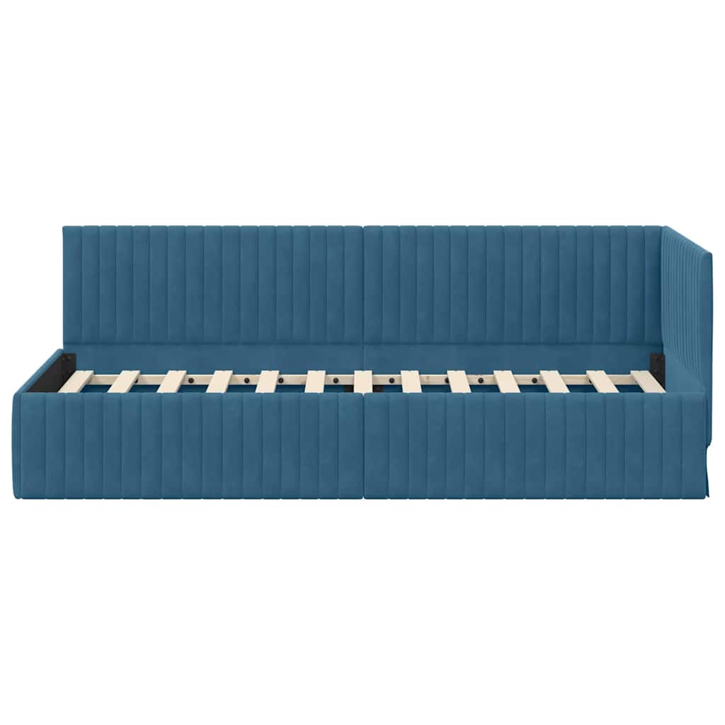 Sarokágy keret fejtámlával Kék 80 cm x 200 cm Bársony