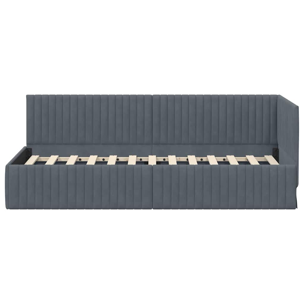 Sarokágy keret fejtámlával Sötétszürke 80 cm x 200 cm Bársony