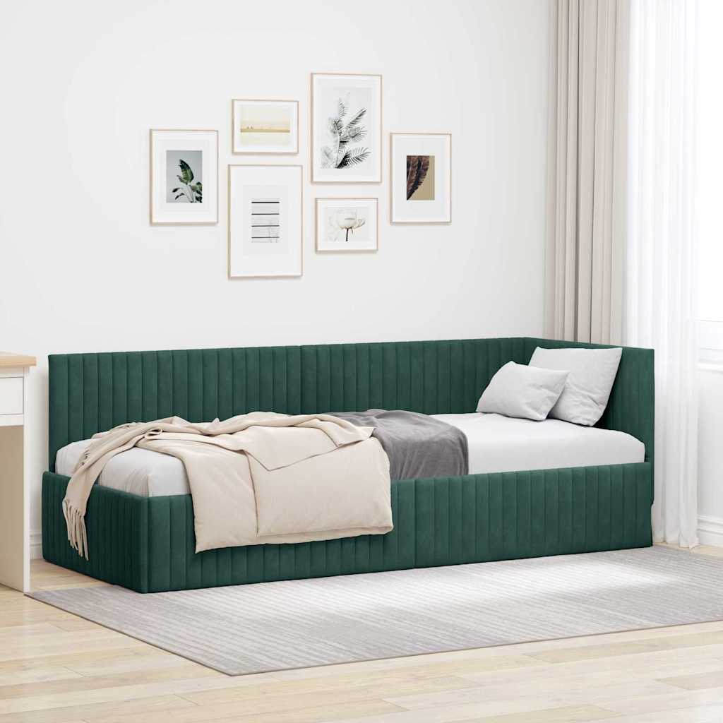 Sarokágy keret Sötétzöld 80 x 200 cm Bársony