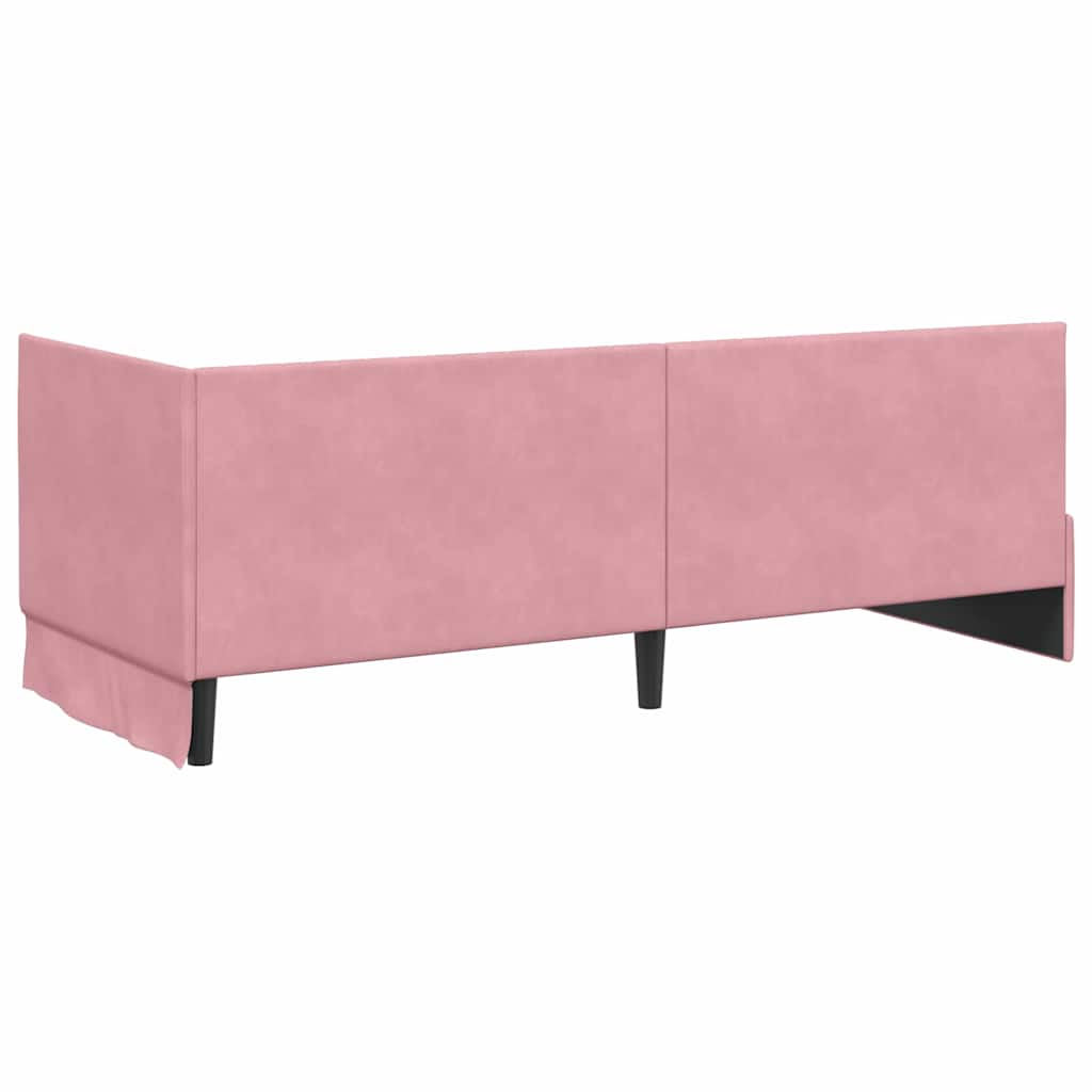 Sarokágy keret fejtámlával Rózsaszín 80 cm x 200 cm Bársony