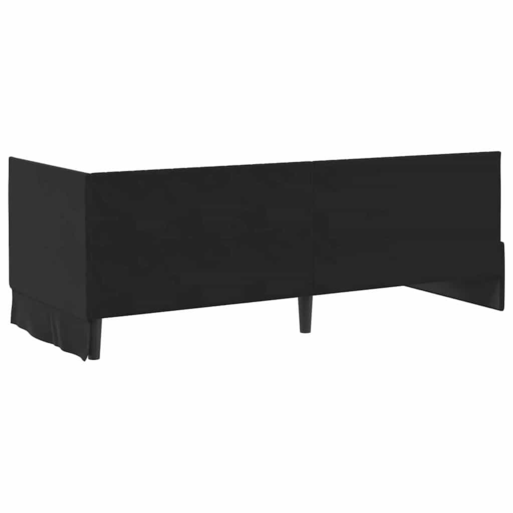 Sarokágy keret fejtámlával Fekete 80 cm x 200 cm Bársony