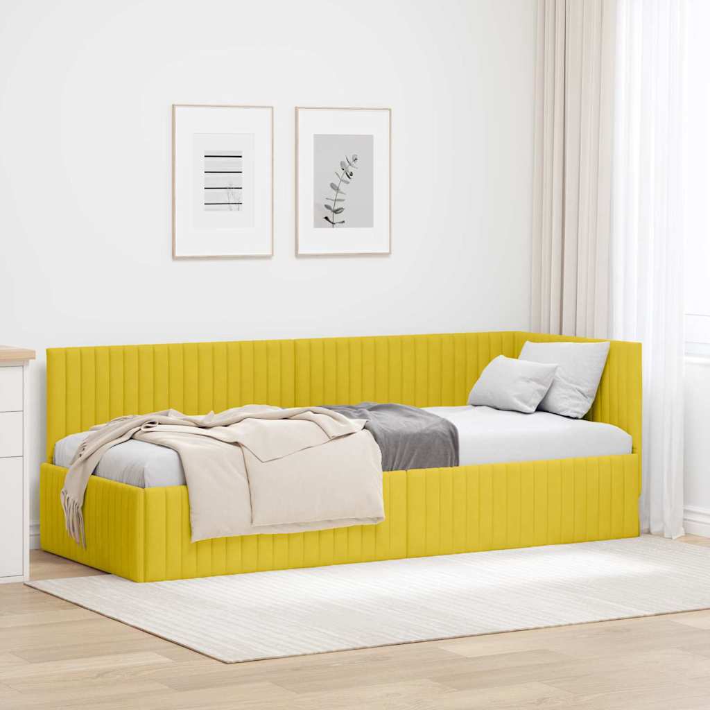 Sarokágy keret fejtámlával Sárga 80 cm x 200 cm Bársony