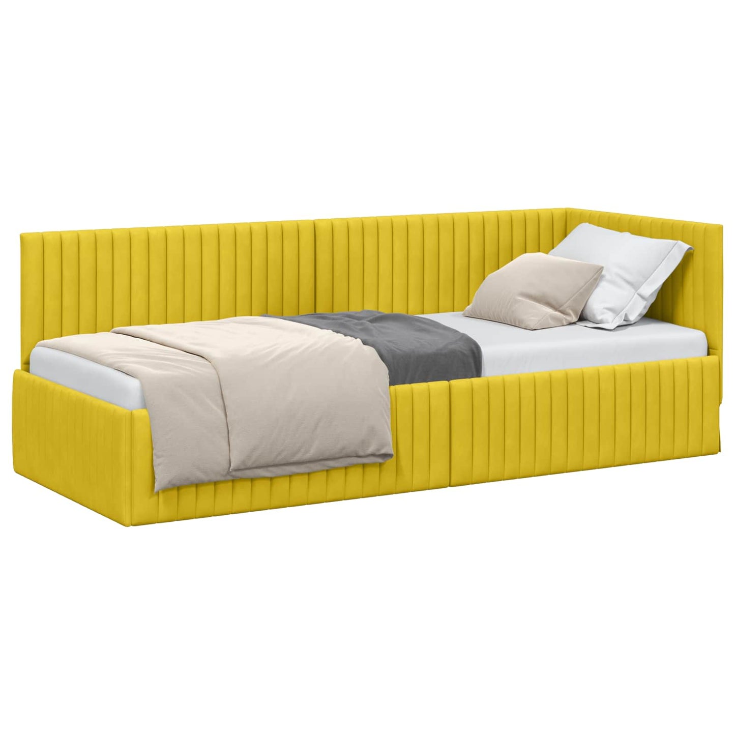 Sarokágy keret fejtámlával Sárga 80 cm x 200 cm Bársony