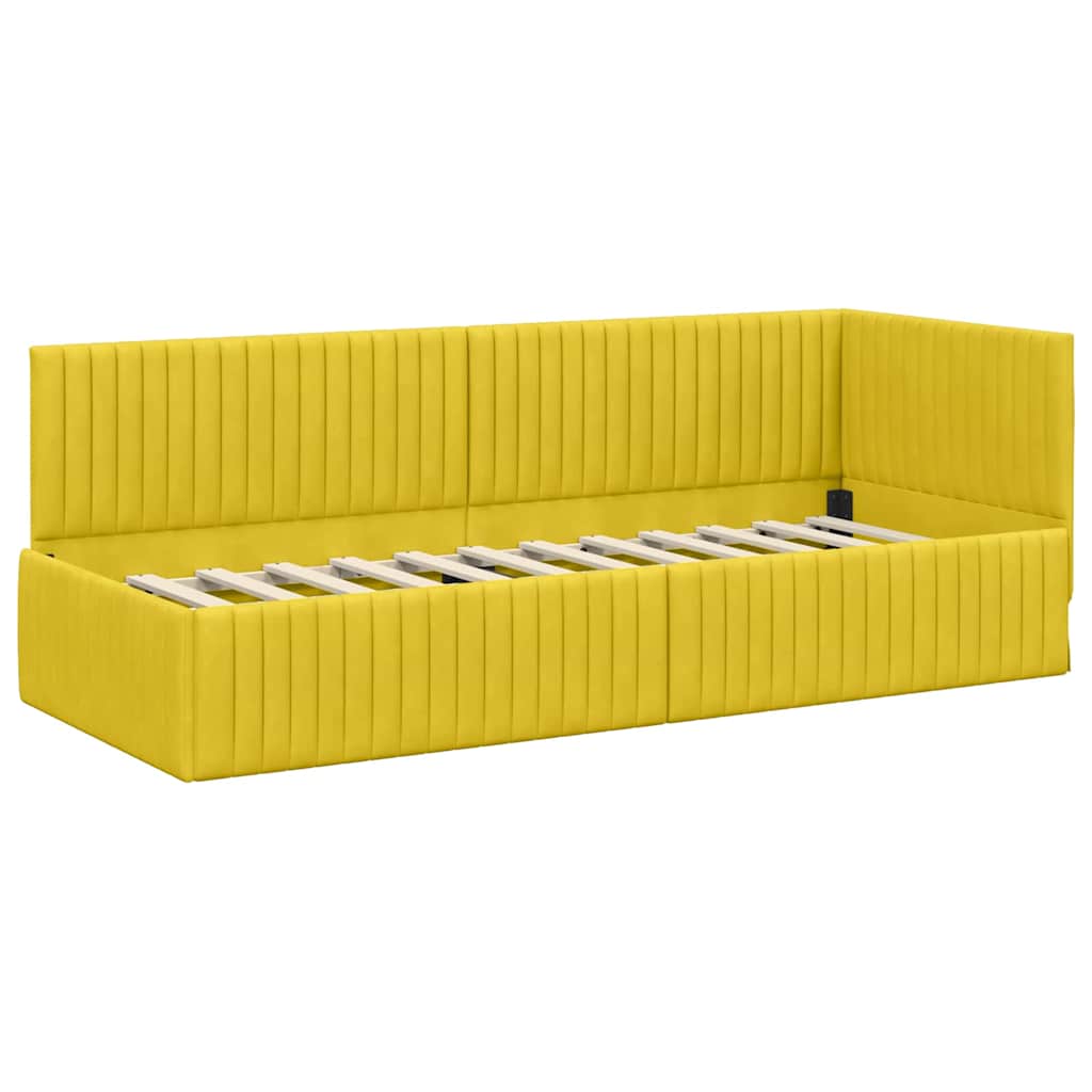 Sarokágy keret fejtámlával Sárga 80 cm x 200 cm Bársony
