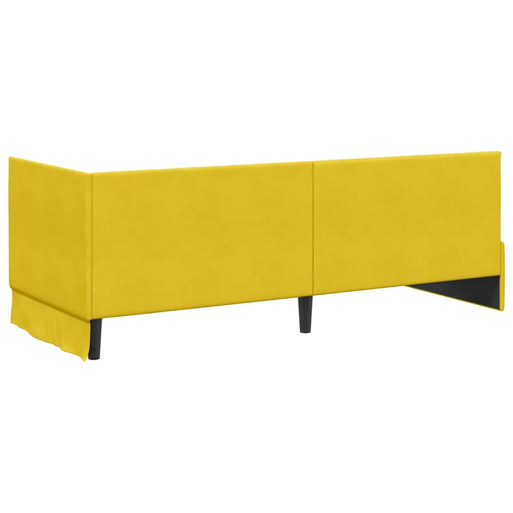 Sarokágy keret fejtámlával Sárga 80 cm x 200 cm Bársony