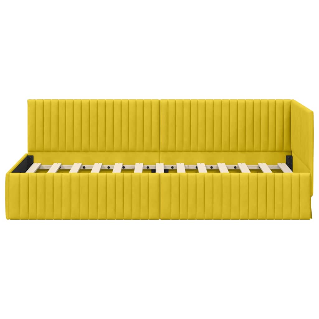 Sarokágy keret fejtámlával Sárga 80 cm x 200 cm Bársony