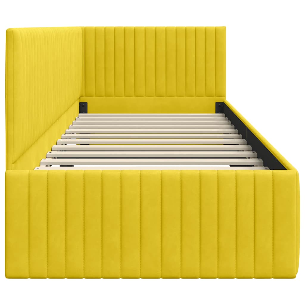 Sarokágy keret fejtámlával Sárga 80 cm x 200 cm Bársony