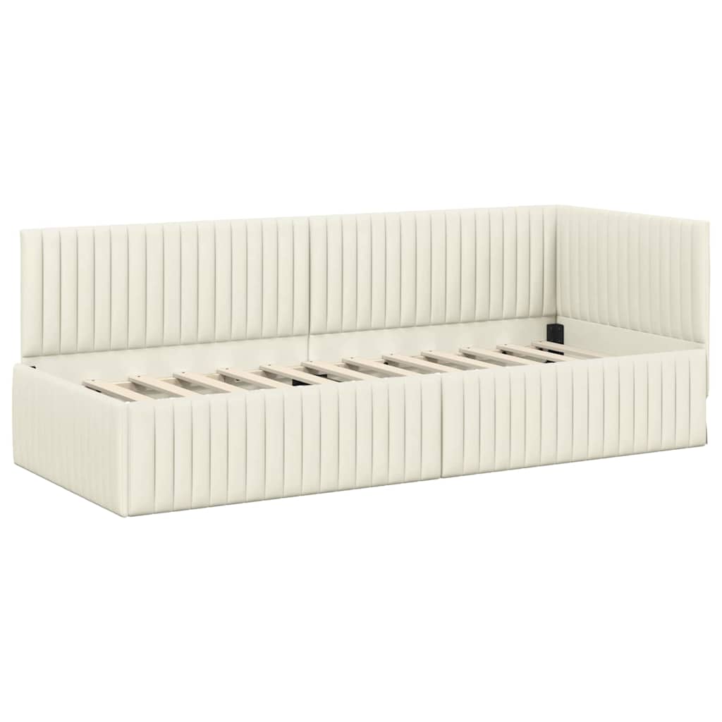 Sarokágy keret fejtámlával Krém 80 cm x 200 cm Bársony