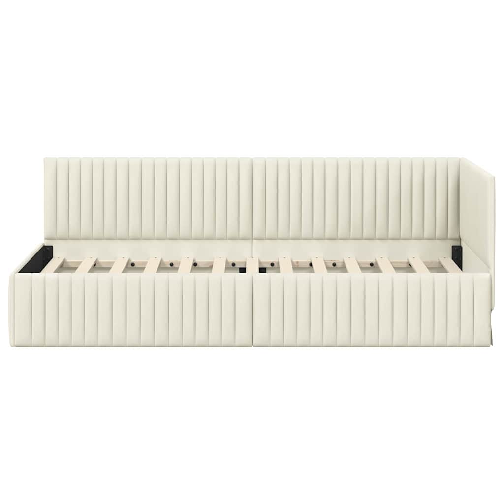 Sarokágy keret fejtámlával Krém 80 cm x 200 cm Bársony