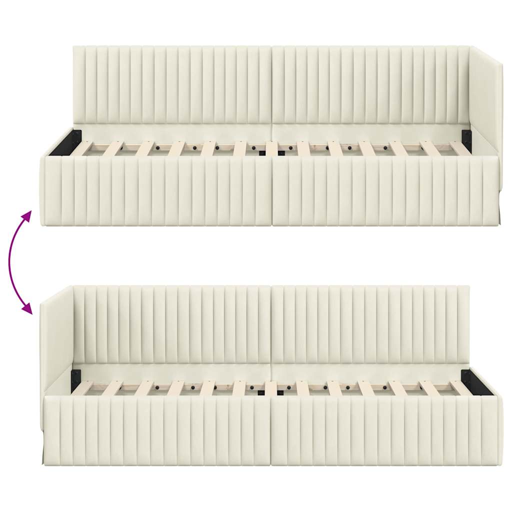Sarokágy keret fejtámlával Krém 80 cm x 200 cm Bársony