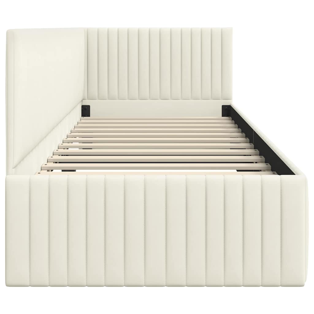 Sarokágy keret fejtámlával Krém 80 cm x 200 cm Bársony