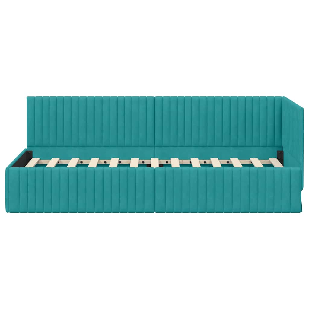 Sarokágy keret fejtámlával Türkiz 80 cm x 200 cm Bársony