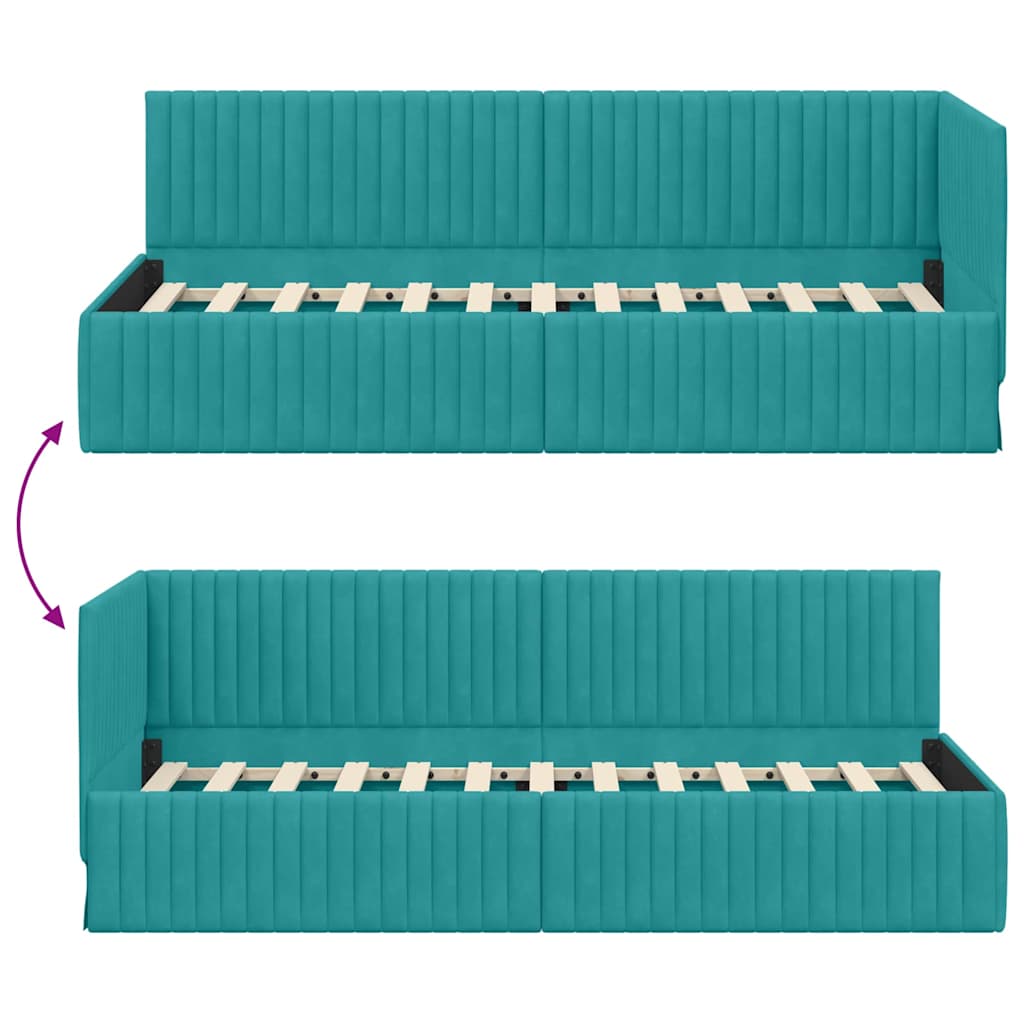 Sarokágy keret fejtámlával Türkiz 80 cm x 200 cm Bársony