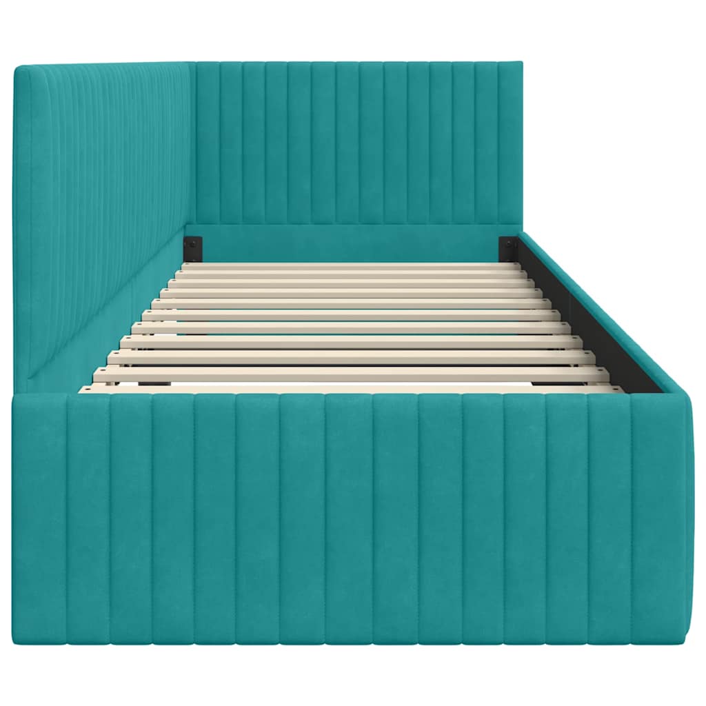 Sarokágy keret fejtámlával Türkiz 80 cm x 200 cm Bársony