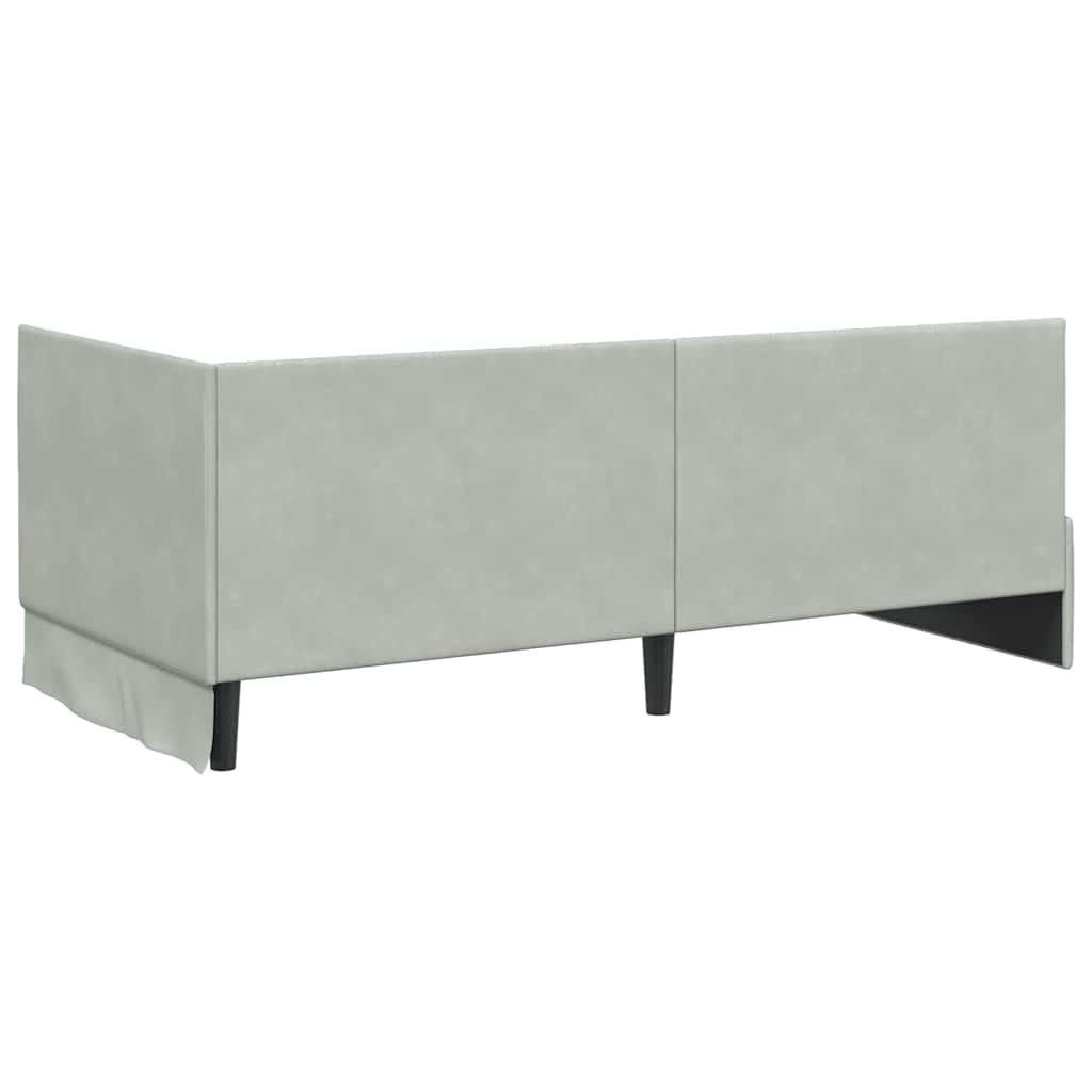 Sarokágy keret fejtámlával Világosszürke 90 cm x 190 cm Bársony
