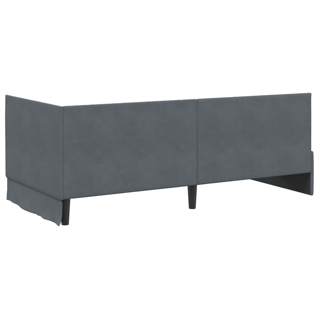 Sarokágy keret fejtámlával Sötétszürke 90 cm x 190 cm Bársony