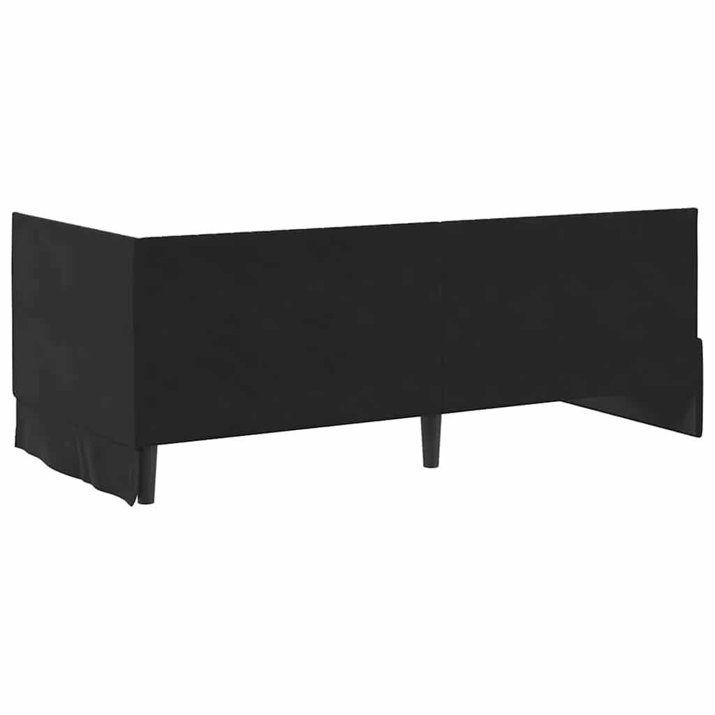 Sarokágy keret fejtámlával Fekete 90 cm x 190 cm Bársony