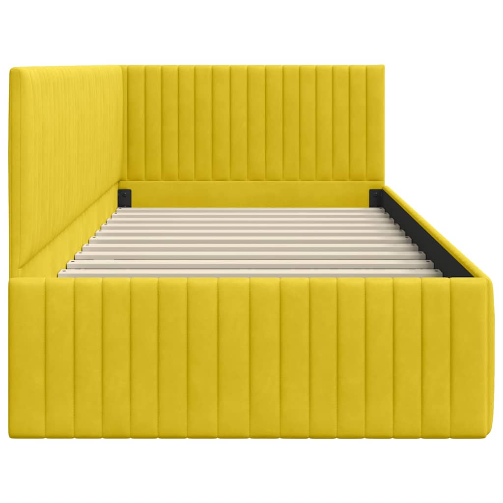 Sarokágy keret fejtámlával Sárga 90 cm x 190 cm Bársony