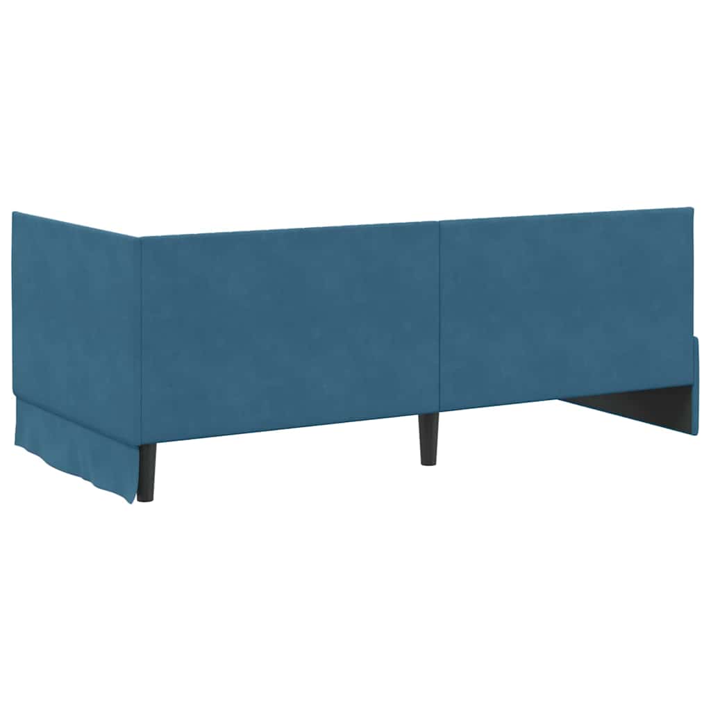 Sarokágy keret fejtámlával Kék 90 cm x 200 cm Bársony