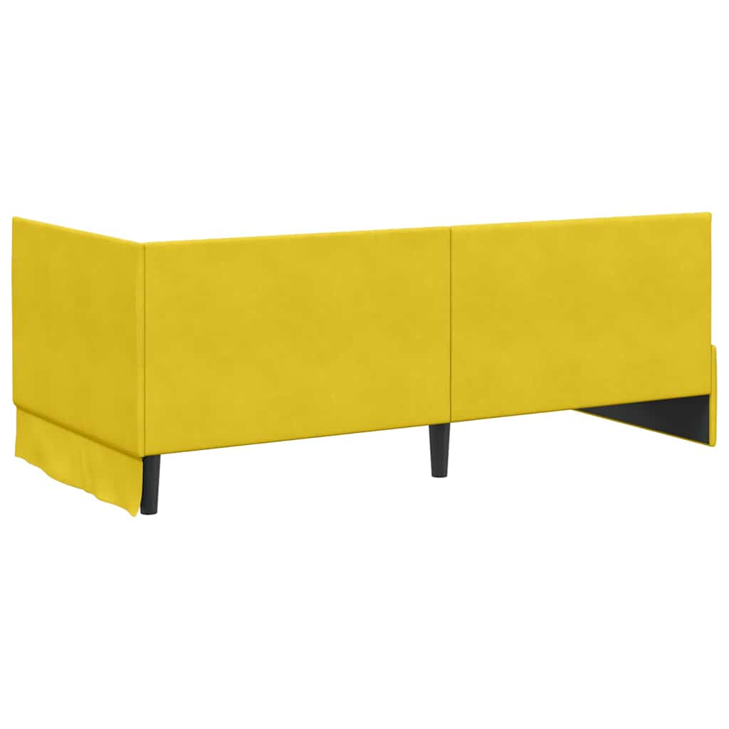 Sarokágy keret fejtámlával Sárga 90 cm x 200 cm Bársony