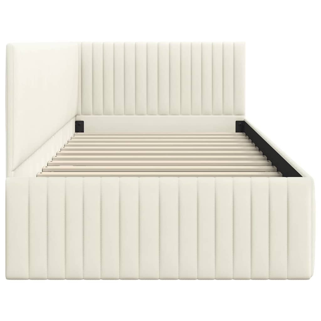 Sarokágy keret fejtámlával Krém 90 cm x 200 cm Bársony