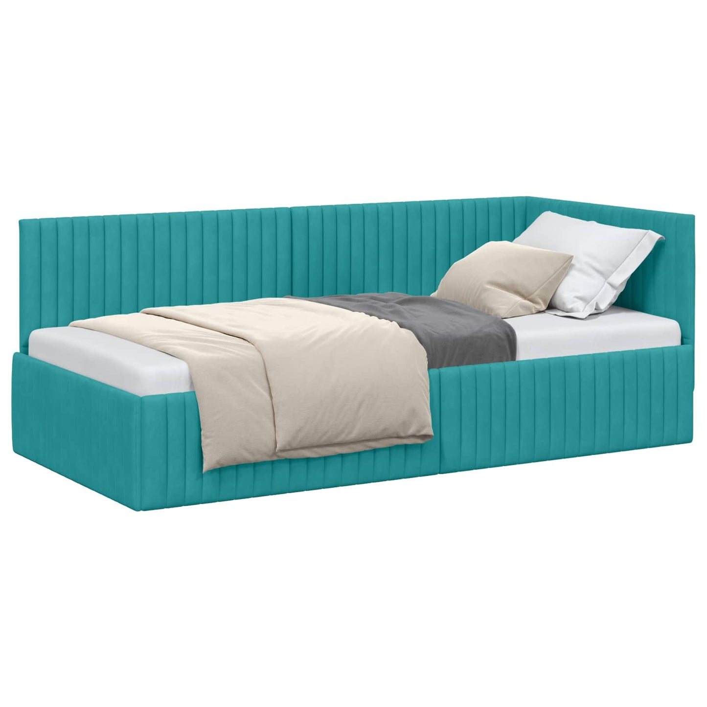 Sarokágy keret fejtámlával Türkiz 90 cm x 200 cm Bársony