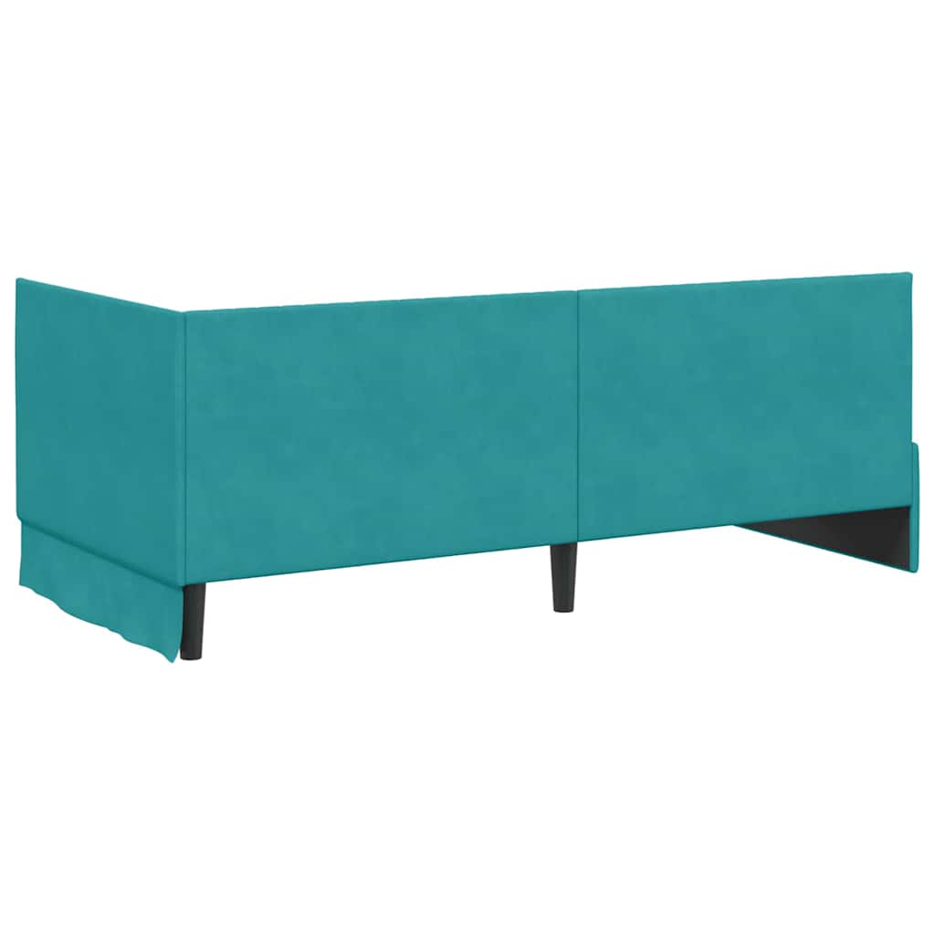 Sarokágy keret fejtámlával Türkiz 90 cm x 200 cm Bársony
