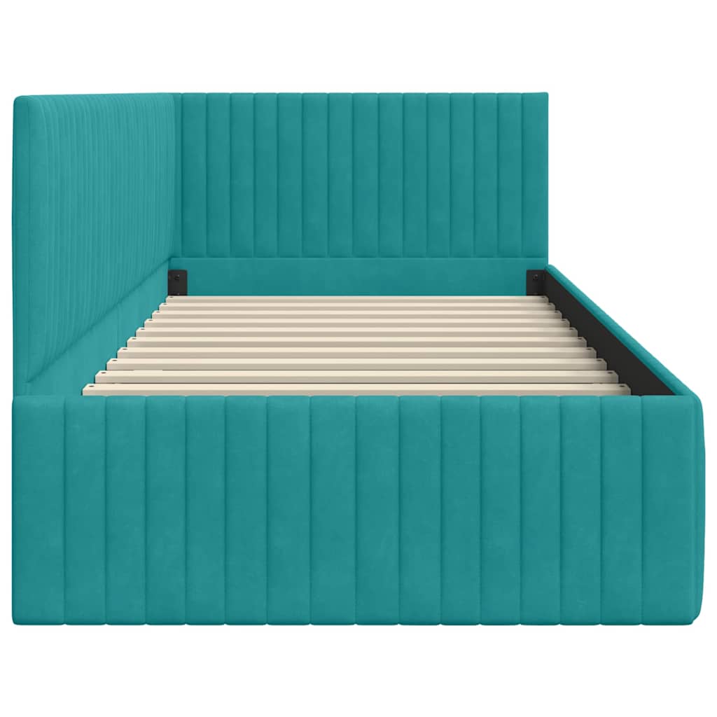 Sarokágy keret fejtámlával Türkiz 90 cm x 200 cm Bársony